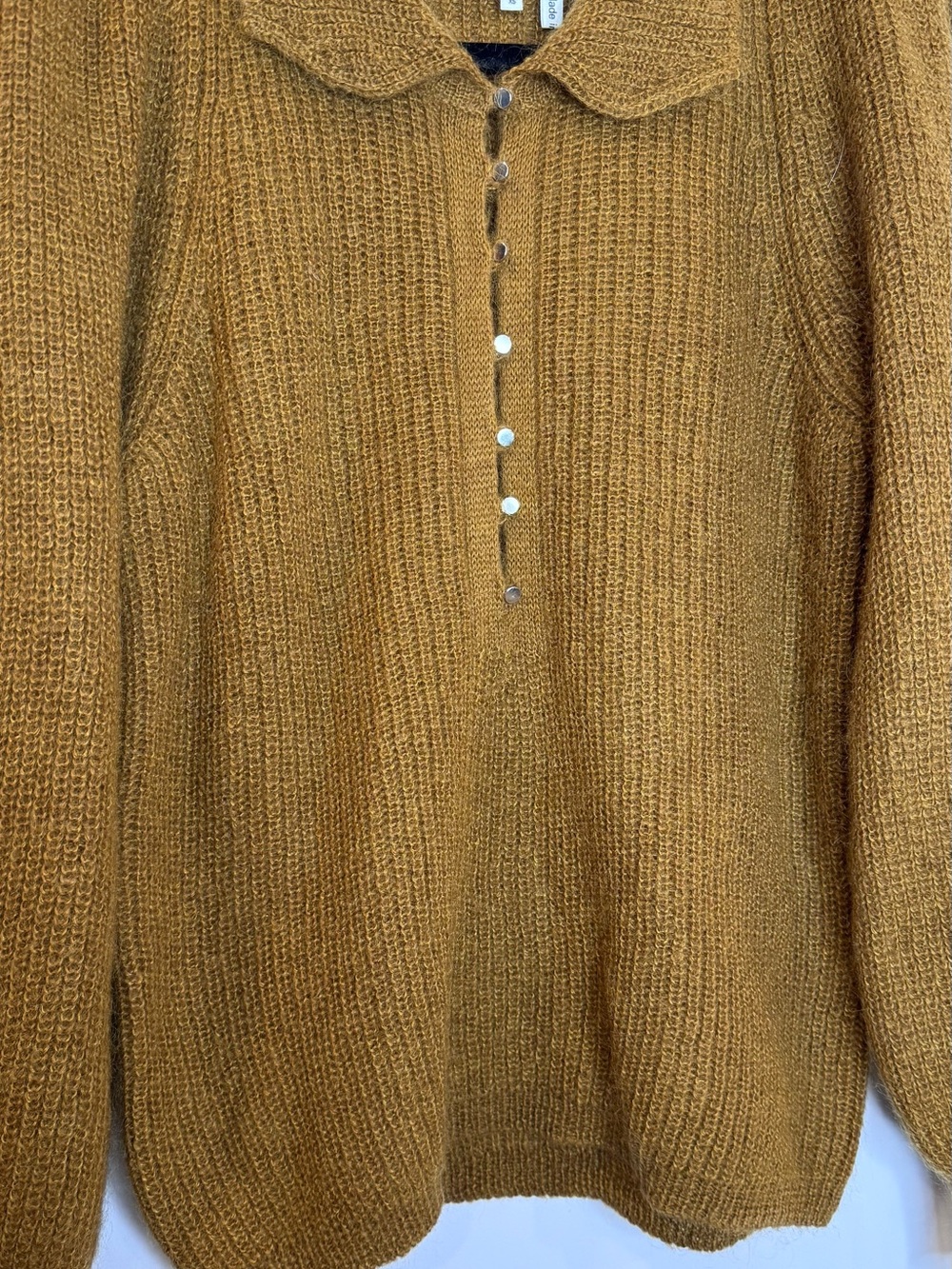Ba&sh tilte mohair wool blend placket buttons sz XS big shoulder fall sweater - Picture 6 of 9